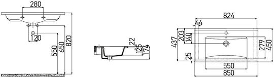 Creavit Slim Inset Sink Porcelain 85x45x17.9cm White