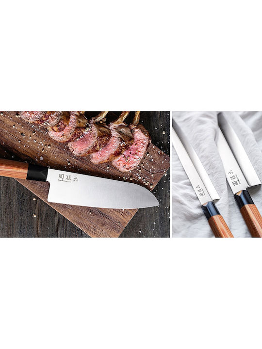 Kai Seki Magoroku Red Wood Μαχαίρι Santoku από Ανοξείδωτο Ατσάλι 17cm