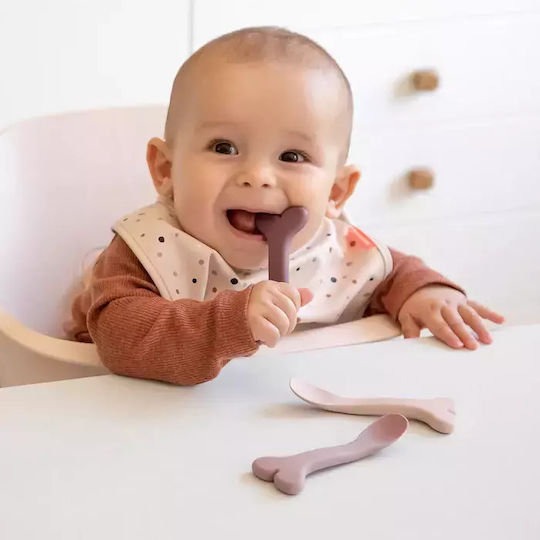 Done by Deer Baby Set with Spoons made of Silicone 3pcs Pink