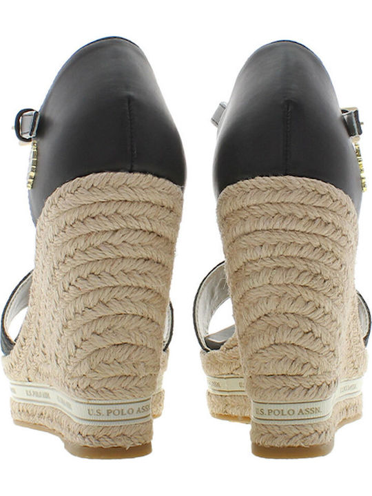 Women's Synthetic Leather Ankle Strap Platforms Black