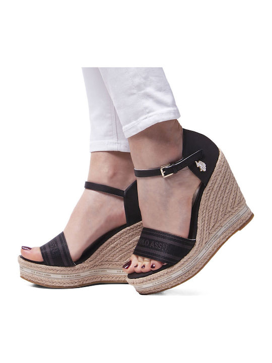 Women's Synthetic Leather Ankle Strap Platforms Black