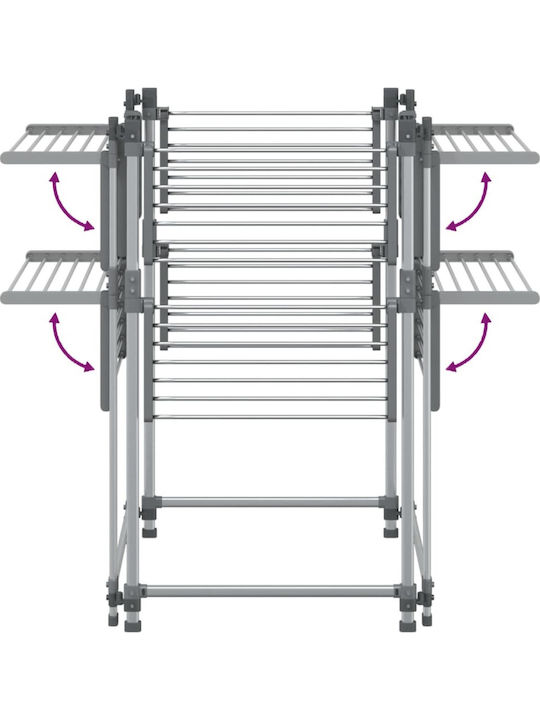 vidaXL Aluminum Folding Floor Clothes Drying Rack with Hanging Length 33m