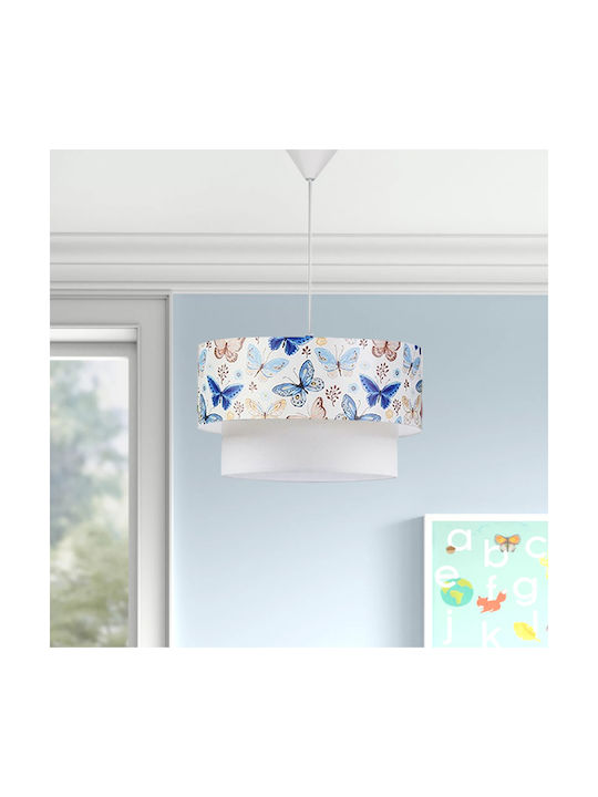 Megapap Kids Fabric Single Ceiling Light E27 Λευκό / Μπλε 30x20cm