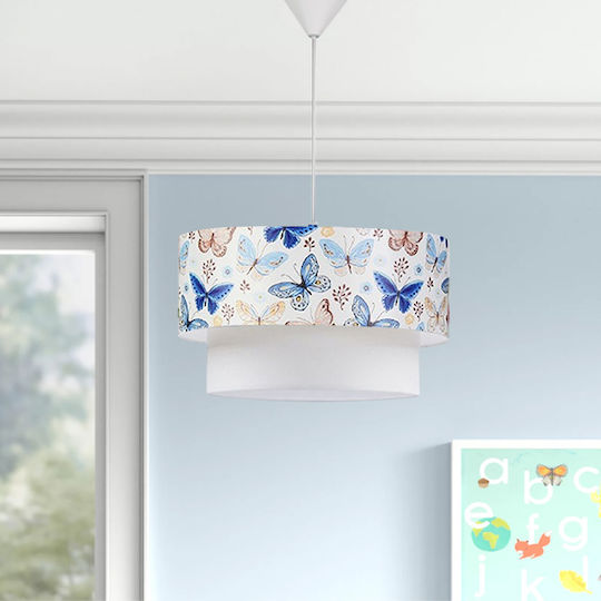 Megapap Kids Fabric Single Ceiling Light E27 Goofy White / Blue 60W 30x20cm