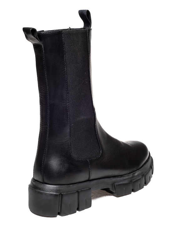 Leder Stiefeletten Damen Schwarz