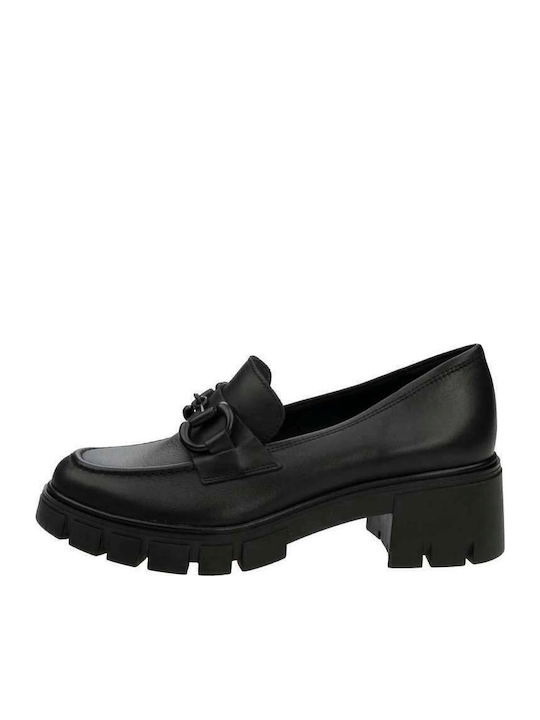 Leather Black Medium Heels