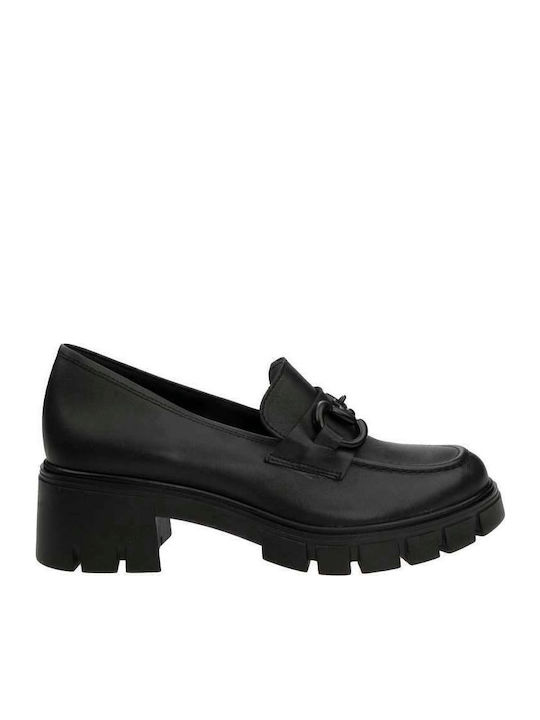 Leather Black Medium Heels