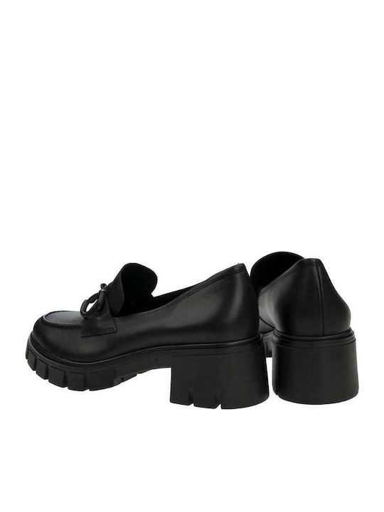 Leather Black Medium Heels