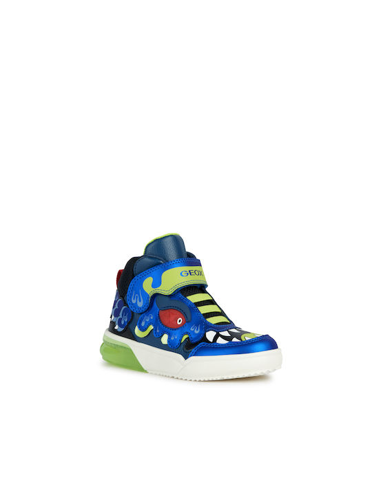 Geox Παιδικά Sneakers με Σκρατς & Φωτάκια Πολύχρωμα