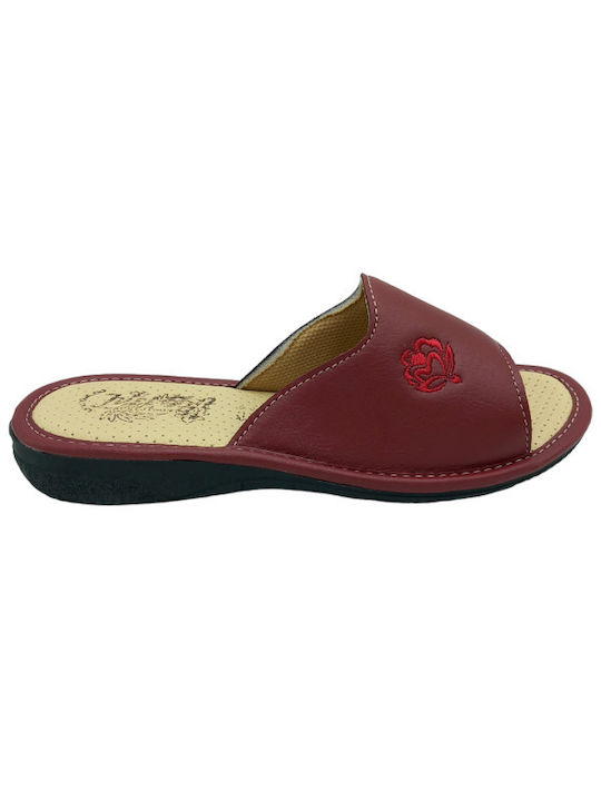 Just Soft Leather Women's Slippers Burgundy