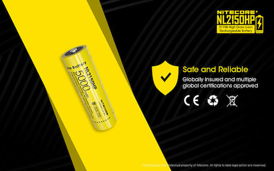 NiteCore NL2150HP Επαναφορτιζόμενη Μπαταρία 21700 Li-ion 5000mAh 3.6V 1τμχ