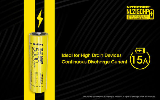 NiteCore NL2150HP Επαναφορτιζόμενη Μπαταρία 21700 Li-ion 5000mAh 3.6V 1τμχ