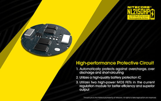 NiteCore NL2150HP Επαναφορτιζόμενη Μπαταρία 21700 Li-ion 5000mAh 3.6V 1τμχ