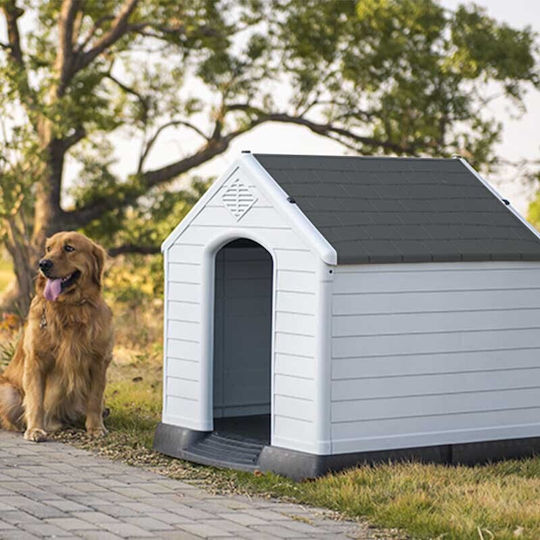 Vesta Hundehütte Hundehaus Groß Kunststoff Außenbereich Gray 97x101x99cm