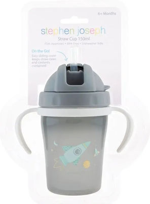 Stephen Joseph Kids Plastic Water Bottle with Straw Transparent