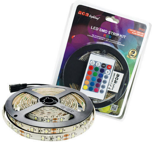 Aca Αδιάβροχη Ταινία LED 12V RGB Φως 5m με Τροφοδοτικό & Τηλεχειριστήριο