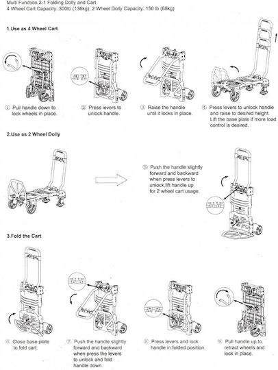 Magnem Transport Trolley Foldable for Weight Load up to 250kg Black