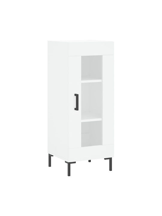 Floor-standing Living Room Display Cabinet made of Particleboard with Glass White 34.5x34x90cm