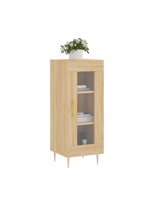 Living Room Display Cabinet Made of Particle Board Windowed Brown 34.5x34x90cm