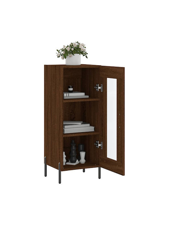 Floor-standing Living Room Display Cabinet made of Particleboard with Glass Brown 34.5x34x90cm