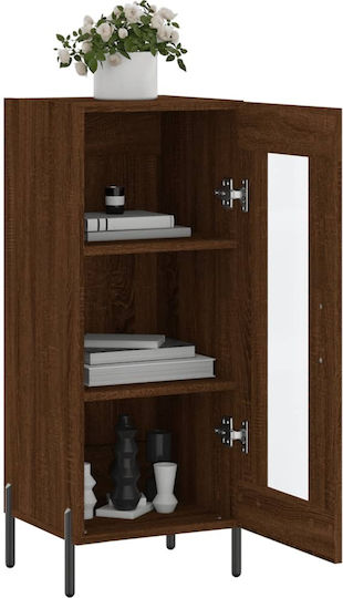 vidaXL Wohnzimmer Vitrine aus Spanplatte mit Verglasung Braune 34.5x34x90cm