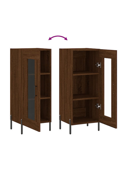 Floor-standing Living Room Display Cabinet made of Particleboard with Glass Brown 34.5x34x90cm