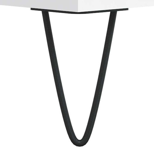 Wohnzimmer Standvitrine aus Spanplatte Weiß mit Glas 69,5 x 34 x 90 cm