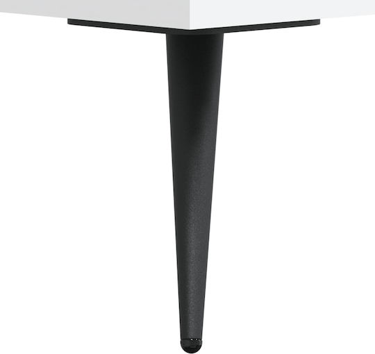 Vitrină de Podea pentru Sufragerie din Placă Aglomerată Albă cu Geam 34,5x34x90 cm
