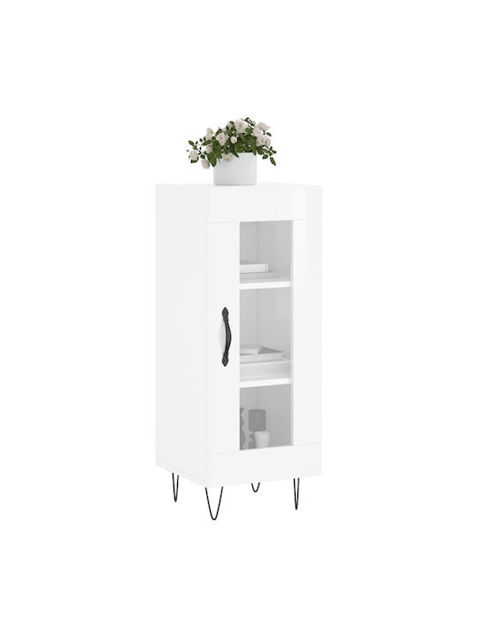 Living Room Display Cabinet from Particle Board with Windowed White 34.5x34x90cm