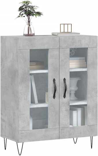 Living Room Display Cabinet from Particle Board with Windowed Grey 69.5x34x90cm