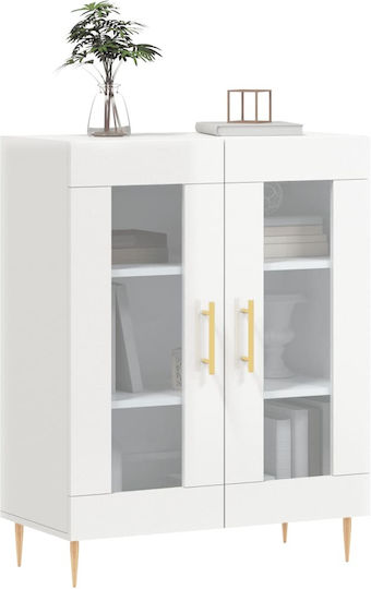 Bodenvitrine für das Wohnzimmer aus weißer Spanplatte mit Glastür 69,5x34x90 cm