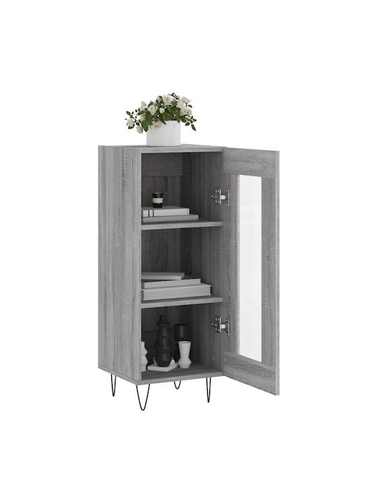 Wohnzimmer Vitrine aus Spanplatte mit Verglasung Grau 34.5x34x90cm