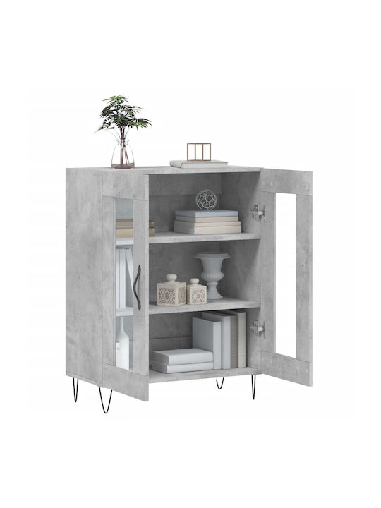 Wohnzimmer Vitrine aus Spanplatte mit Verglasung in Grau 69.5x34x90cm
