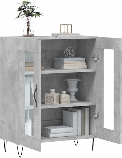 Living Room Display Cabinet from Particle Board with Windowed Grey 69.5x34x90cm