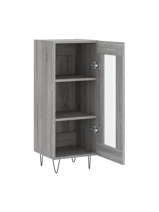 Wohnzimmer Vitrine aus Spanplatte mit Verglasung Grau 34.5x34x90cm