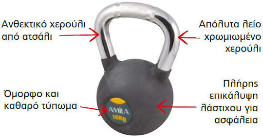 AMILA Kettlebell Cast Iron 6kg Black