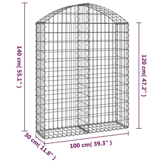 vidaXL Кутия Gabin за Ограда на Градина от Стомана 100x30x120бр 1бр Сребрист