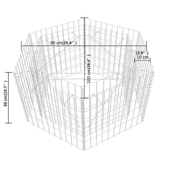 vidaXL Hexagonal Raised Planter Garden Fencing Material 1pcs Silver