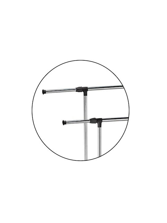 Sidirela Wheeled Floor Garment Rack made of Metal Telescopic Silver 84x43x173cm