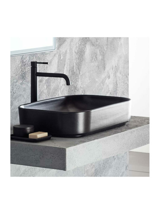 Bianco Ceramica Centro Vessel Sink Porcelain 60x40x12.5cm Black Matt