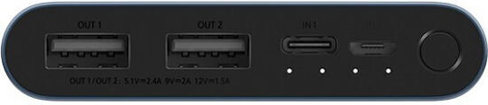 Xiaomi Mi PowerBank 3 10000mAh 18W cu 2 Porturi USB-A Negru