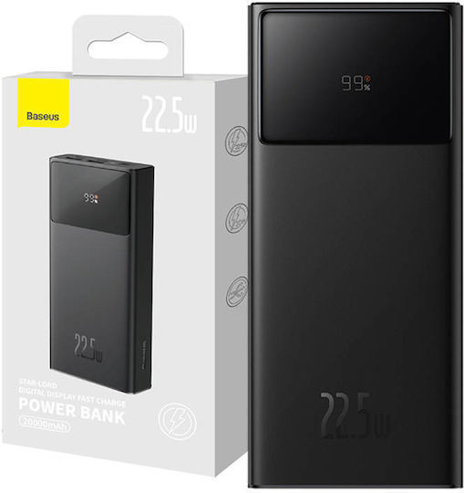 Baseus Star-Lord Power Bank 20000mAh 22.5W με 2 Θύρες USB-A και Θύρα USB-C Power Delivery Μαύρο