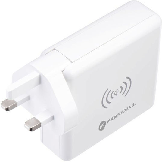 Forcell Multifunction 4in1 Wireless Power Bank 8000mAh 15W με 2 Θύρες USB-A και Θύρα USB-C Λευκό