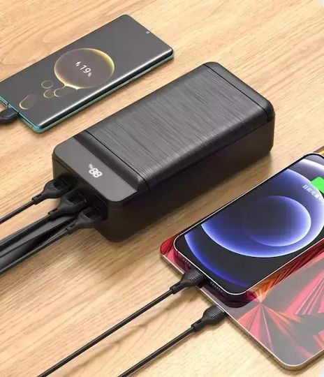 XO PR159 Power Bank 60000mAh 18W με 2 Θύρες USB-A και Θύρα USB-C Μαύρο