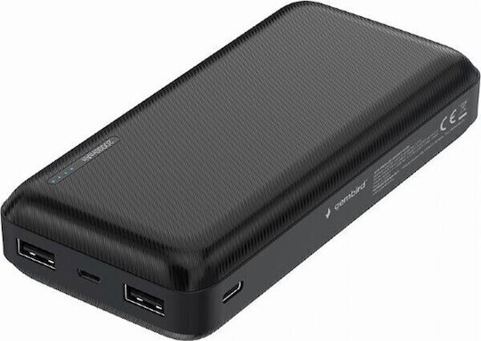 Gembird PB20-02 Power Bank 20000mAh 12W με 2 Θύρες USB-A Μαύρο