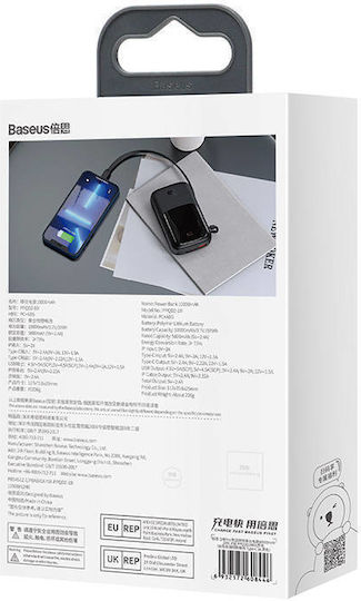 Baseus Qpow Pro Power Bank 10000mAh 20W с USB-A порт и USB-C порт Power Delivery / Бързо зареждане 3.0 Черен