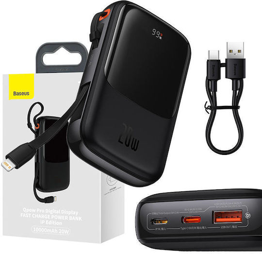 Baseus Qpow Pro Power Bank 10000mAh 20W с USB-A порт и USB-C порт Power Delivery / Бързо зареждане 3.0 Черен