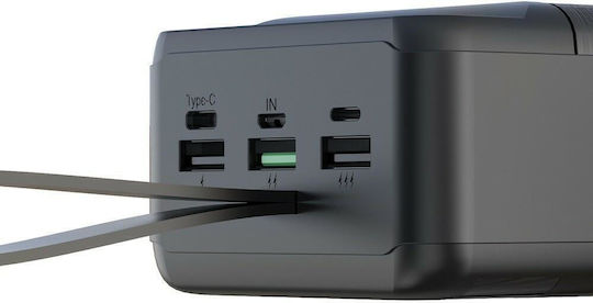 XO PR159 Power Bank 60000mAh 18W με 2 Θύρες USB-A και Θύρα USB-C Μαύρο