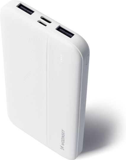 Wozinsky WPBWE1 Power Bank 10000mAh 10W mit 2 USB-A Anschlüssen und USB-C Anschluss Weiß
