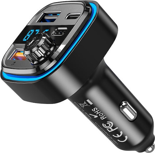 XO FM Transmitter Αυτοκινήτου BCC08 με Bluetooth / Type-C / USB